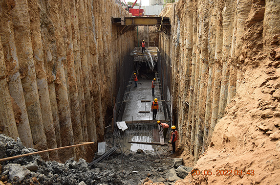 Utility gallery wall rebar fixing works